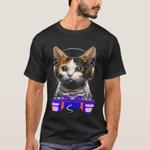 Gaming Japanese Bobtail Cat Player Animal Video Ga T_Shirt