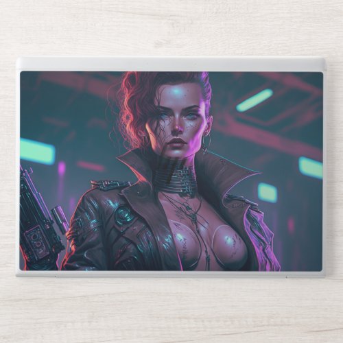 Gaming Laptop Skin Female Cyber Warrior