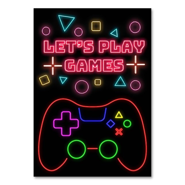 Gaming Lets Play Games Table Number (Front)