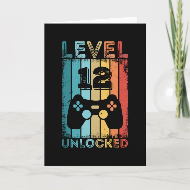 Gaming Level 12 Unlocked 12th Birthday Gift Gamer Card (Front)