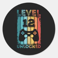 12 Year Old Gamer Boy 12nd Perfect Birthday Gaming Classic Round Sticker