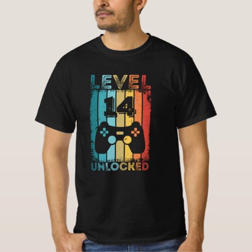 Gaming Level 14 Unlocked 14th Birthday Gift Gamer T_Shirt