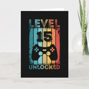 Gaming Level 15 Unlocked 15th Birthday Gift Gamer Card