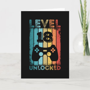 Gaming Level 18 Unlocked 18th Birthday Gift Gamer Card