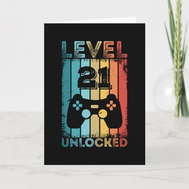 Gaming Level 21 Unlocked 21st Birthday Gift Gamer Card (Front)