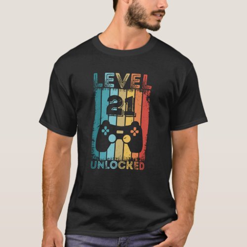 Gaming Level 21 Unlocked 21st Birthday Gift Gamer T_Shirt
