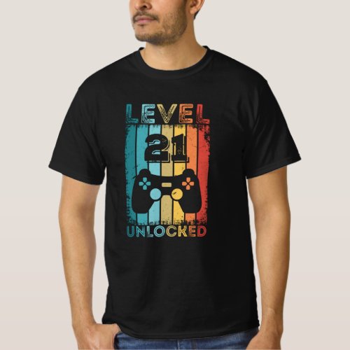 Gaming Level 21 Unlocked 21st Birthday Gift Gamer T_Shirt