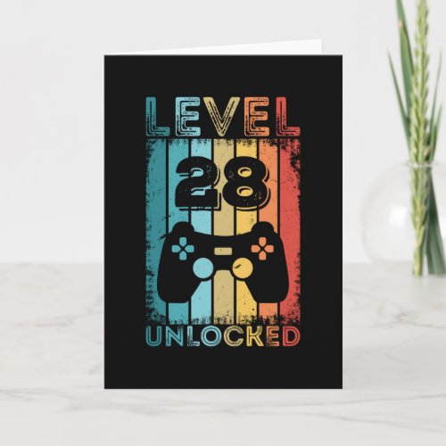 Gaming Level 28 Unlocked 28th Birthday Gift Gamer Card