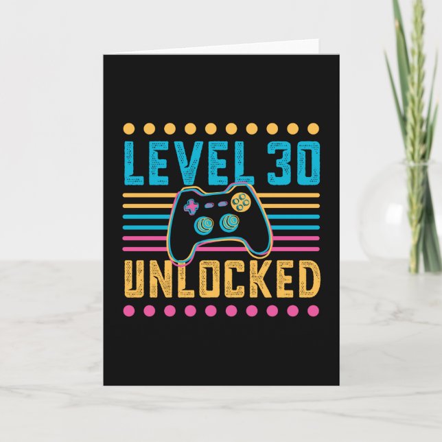 Gaming Level 30 Unlocked 30th Birthday Gamer Gift Card (Front)