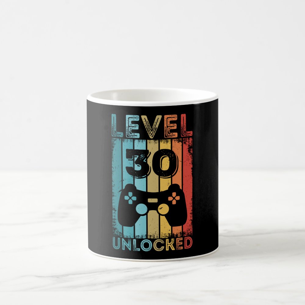 Gaming Level 30 Unlocked 30th Custom Birthday Gift Gamer Coffee Mug