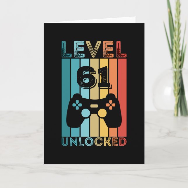 Gaming Level 61 Unlocked 61th Birthday Gift Gamer Card (Front)