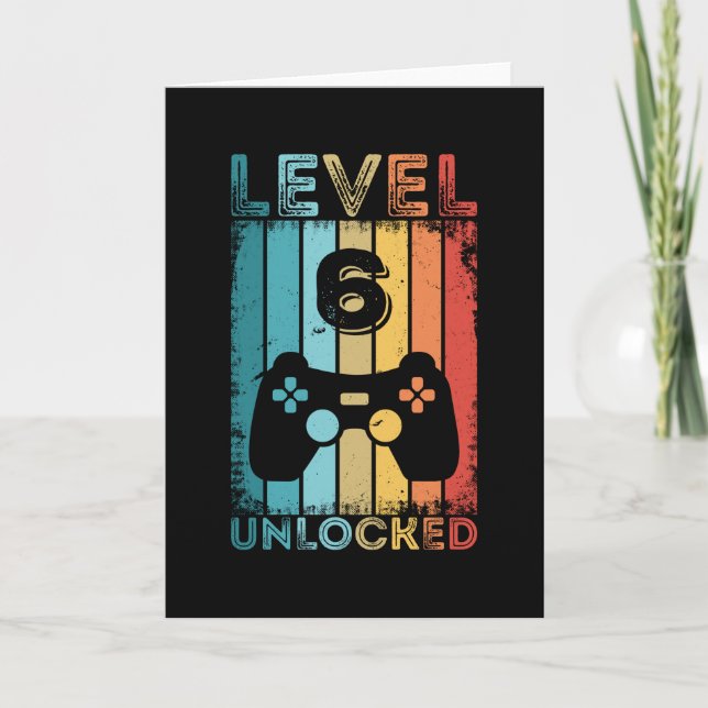 Gaming Level 6 Unlocked 6th Birthday Gift Gamer Card (Front)