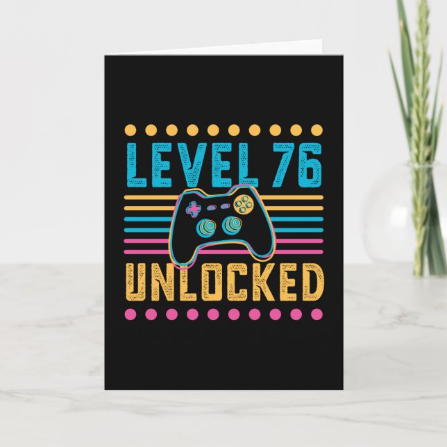 Gaming Level 76 Unlocked 76th Birthday Gamer Gift Card (Front)