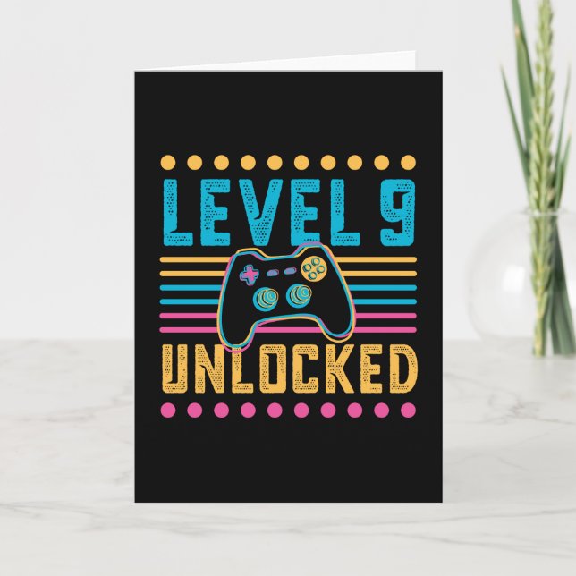 Gaming Level 9 Unlocked 9th Birthday Gamer Gift Card (Front)