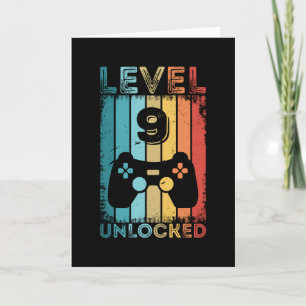 Gaming Level 9 Unlocked 9th Birthday Gift Gamer Card