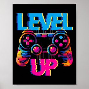 Gaming Level Up Game Controller Video Game Pop Art Poster