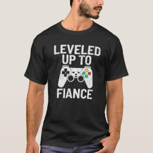 Gaming Leveled Up To Fiance Funny Newly Engaged Vi T-Shirt