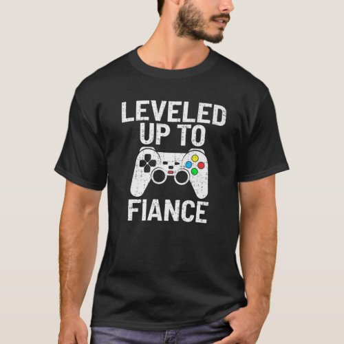 Gaming Leveled Up To Fiance Funny Newly Engaged Vi T_Shirt