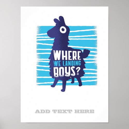 Gaming Llama Where We Landing Boys Graphics Teens Poster