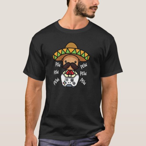 Gaming Mexican Funny Pew Videogame Controller Somb T_Shirt