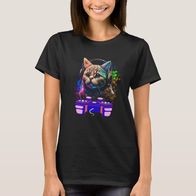 Gaming Munchkin Cat Player Animal Video Gamer Men  T-Shirt (Front)