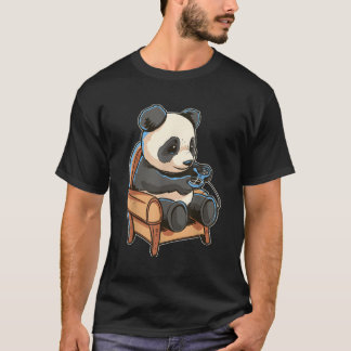 Gaming Panda Loves To Play Games In Cozy Chair T-Shirt