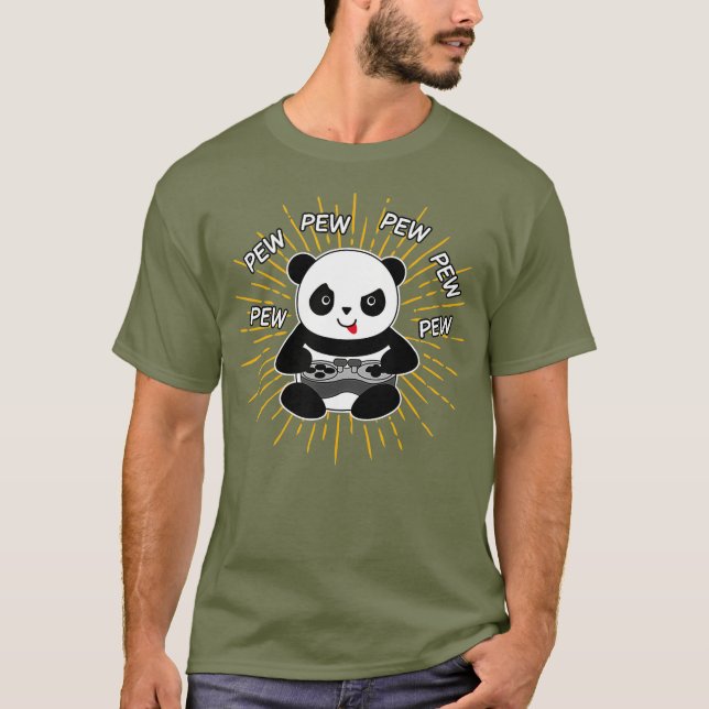 Gaming Panda Pew Cute Gaming Christmas Gift T-Shirt (Front)