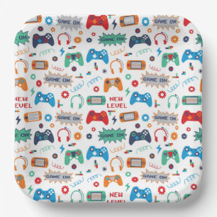 Gaming Paper Plates, Video Games Party Supplies Plates
