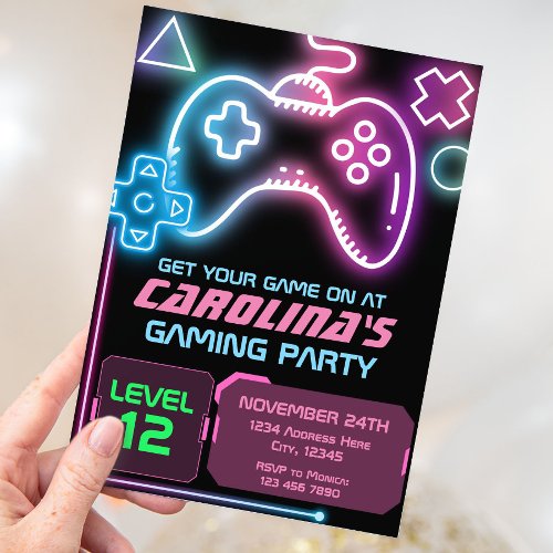 Gaming Party Birthday Invitation