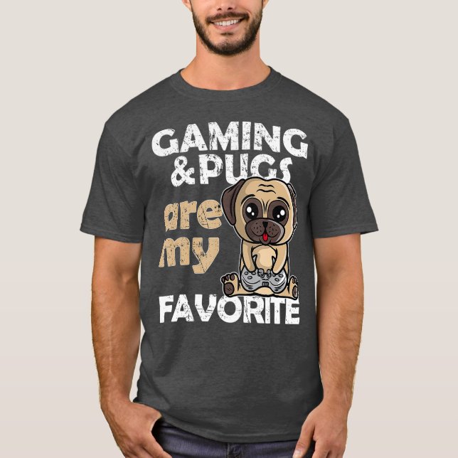 Gaming Pugs Are My Favorite Gamer Tee Boys Girls (Front)