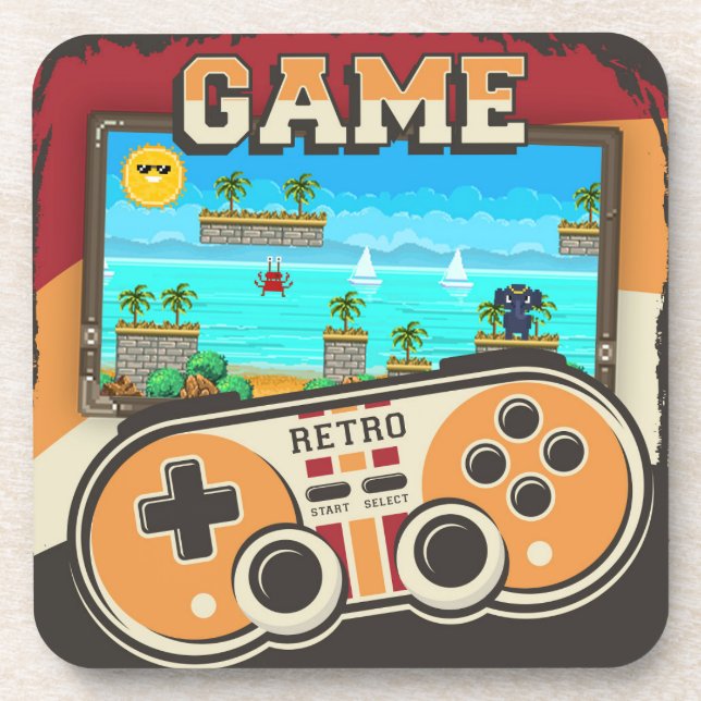 Gaming Remote Controller Retro  Beverage Coaster (Front)
