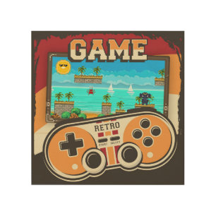 Gaming Remote Controller Retro     Wood Wall Art