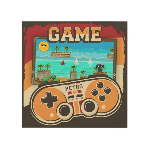 Gaming Remote Controller Retro     Wood Wall Art