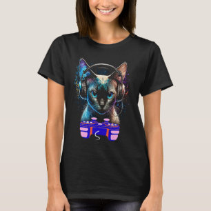 Gaming Siamese Cat Player Animal Video Gamer  Men  T-Shirt