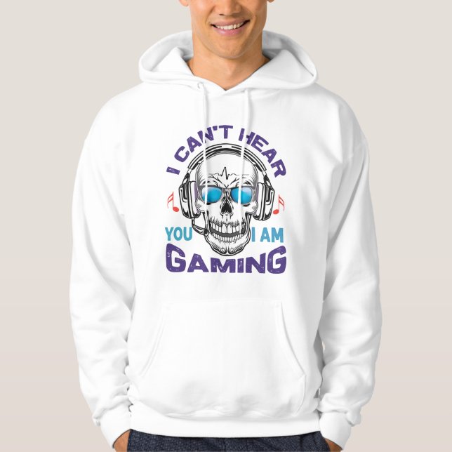 Gaming Skull T-Shirt – Cool Gamer Skull Graphic  Hoodie (Front)