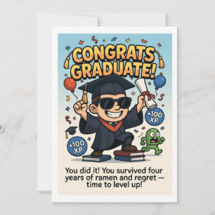 Gaming‑Style XP Boost Graduation Design Holiday Card