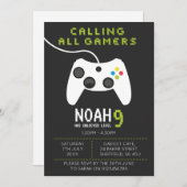 Gaming themed birthday party invitation (Front/Back)