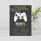 Gaming themed birthday party invitation (Standing Front)