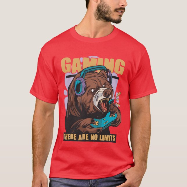 Gaming there are no limits nerd gamer video game f T-Shirt (Front)