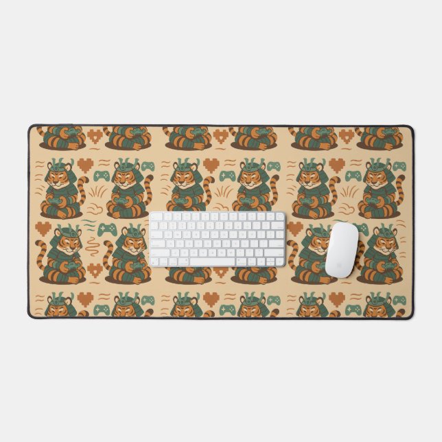 Gaming Tiger Warrior Repeating  Desk Mat (Keyboard & Mouse)