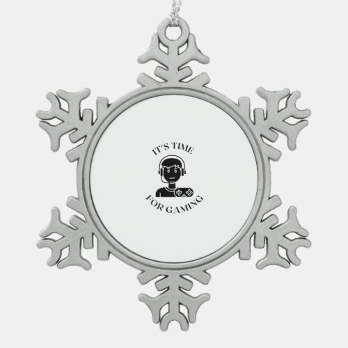 Gaming time snowflake pewter christmas ornament
