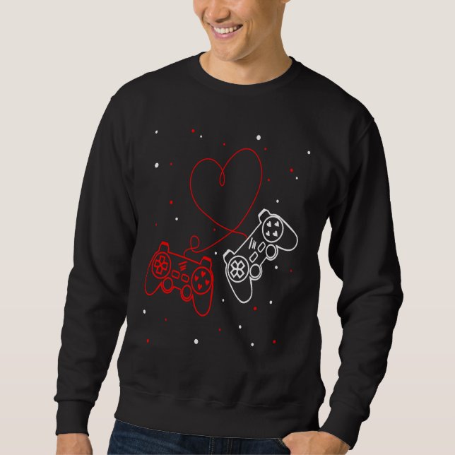 Gaming Valentine Video Games Funny Gamers Cute Hea Sweatshirt (Front)
