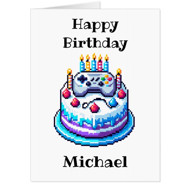 Gaming Vibes Jumbo-Sized Personalized Birthday Card (Front)