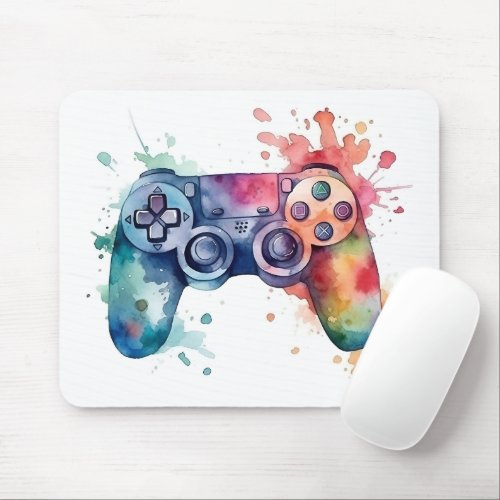 Gaming Vibes Watercolor Game Controller Mouse Pad