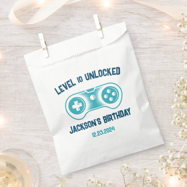 Gaming Video Game Theme Gamer Boy Birthday Party Favor Bag (Clipped)