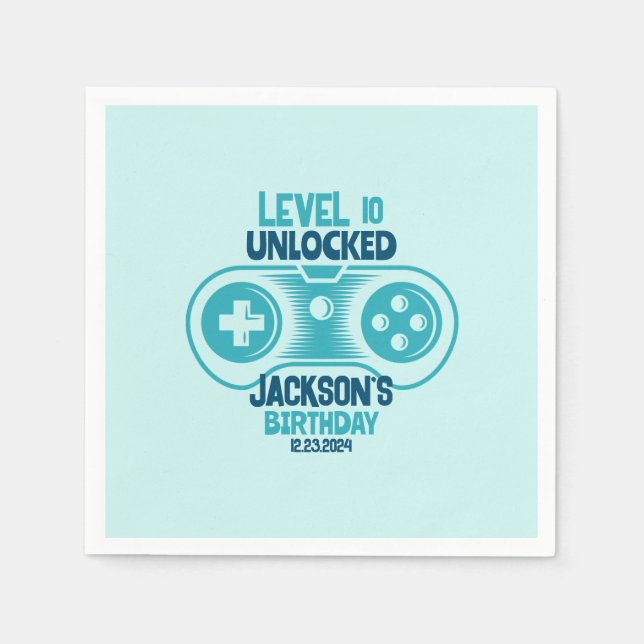 Gaming Video Game Theme Gamer Boy Birthday Party Napkins (Front)