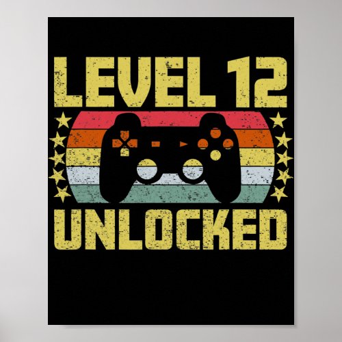 Gaming Vintage 12th Birthday Gift 12 Year Old Boy Poster