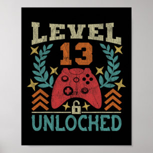 Gaming Vintage 13th Birthday Gift 13 Year Old Boy Poster