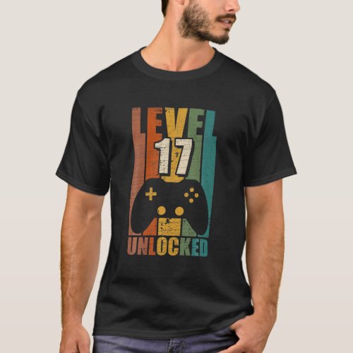 Gaming Vintage 17Th Birthday Gift 17 Year Old Boy T_Shirt