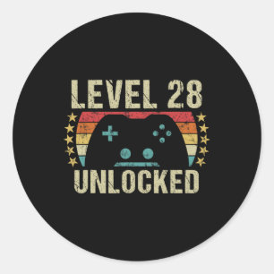 Gaming Vintage 28th Birthday Gift 28 Year Old Boy Classic Round Sticker